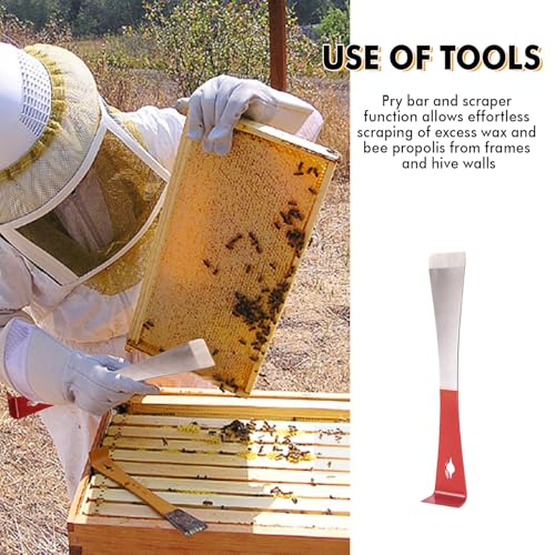 2PCS Stainless Steel Beekeeping Hive Tools – J Hook & L Hook Frame Lifter and Scraper Set, Durable Beekeeper Equipment for Hive Maintenance
