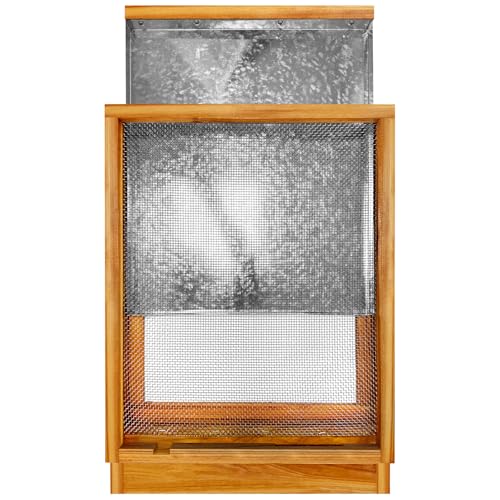 Metal Bee Hive Screened Bottom Board Beeswax Coated, Langstroth 10 Frame Screen Bottom Board with Entrance Reducer for Beekeeper Summer Replacement