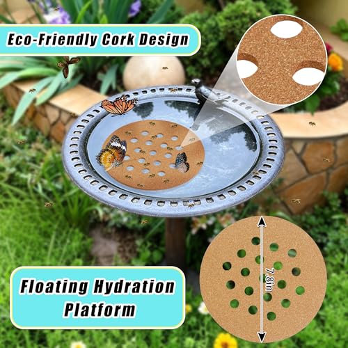 2 Pcs Floating Bee Island for Garden Pond Farm Fountain Cork Bee Watering Station Butterfly&Bee Waterer Feeding Cups for Bees Insect Outdoor Garden Decor Eco-Friendly