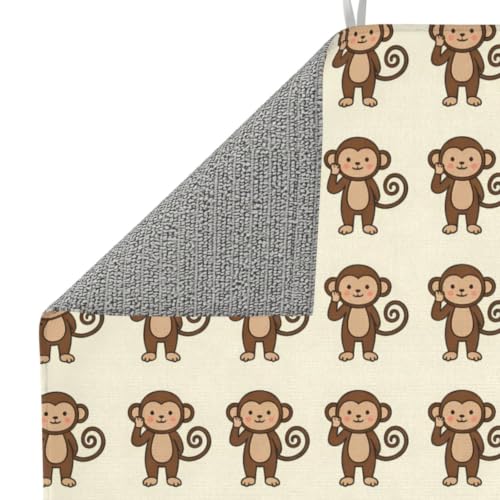 Cartoon Monkeys Dish Drying Mats for Kitchen Counter, Super Absorbent Microfiber Drainer Pad, Washable Reversible Appliance Protector, Everyday Kitchen Must-Have, 16x18 Inch - color: Cartoon Monkeys