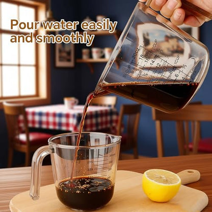 Measuring Cups Set, 3PCS with Pour Spout & Handle, Multi-Scale (cup | oz | ml) Stackable Liquid & Dry Plastic Measuring Tools for Baking Cooking, Essential Kitchen Gadgets (Coffee Brown) - color: coffee brown