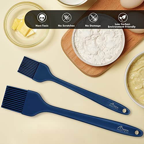 HOTEC 2 pieces Set Basting Brushes Silicone Heat Resistant Pastry Brushes Spread Oil Butter Sauce Marinades for BBQ Grill Barbecue Baking Kitchen Cooking BPA Free Dishwasher Safe (Classic Blue) - color: Classic Blue