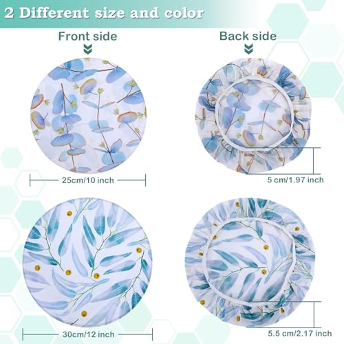2 Large Reusable Beeswax Bowl Covers for Bread Proofing, 10/12 Inch Elastic Beeswax Wraps Cotton Cloth Sourdough Bowl Covers for Proofing Baskets, Mixer Bowls, Food Storage Containers - color: Eucalyptus Leaves
