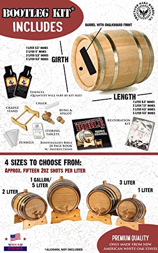 Texas Sweet Corn Whiskey Making Bootleg Kit w/Chalkboard & Book- Thousand Oaks Barrel Co. – Make & Age Spirits in an Oak Cask Keg Mini Barrel - Best Father’s Day Gift (5L)