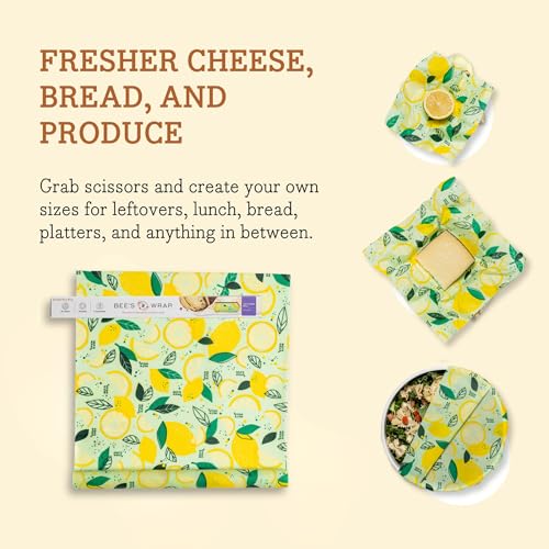 Bee's Wrap - Limited Edition - Beeswax Wraps for Food - Cut to Size 14x52" Beeswax Wrap Roll - Plastic Free Made in USA Reusable Natural Food Wrap - Fresh Squeeze Print - style: Fresh Squeeze