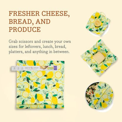 Bee's Wrap - Limited Edition - Beeswax Wraps for Food - Cut to Size 14x52" Beeswax Wrap Roll - Plastic Free Made in USA Reusable Natural Food Wrap - Fresh Squeeze Print - style: Fresh Squeeze