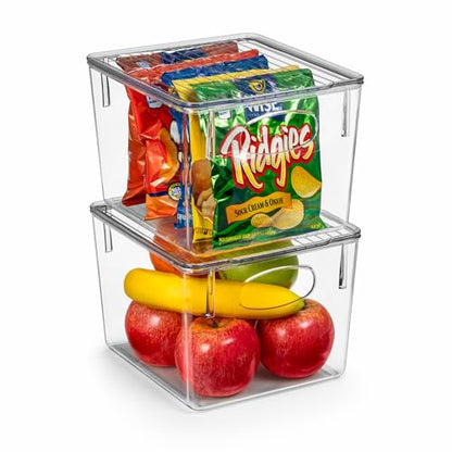 Sorbus Medium Plastic Storage Bins with Lids - Kitchen, Pantry, Refrigerator Organizer Bins - Clear, 2 Pack - size: Medium, style: 2 Pack