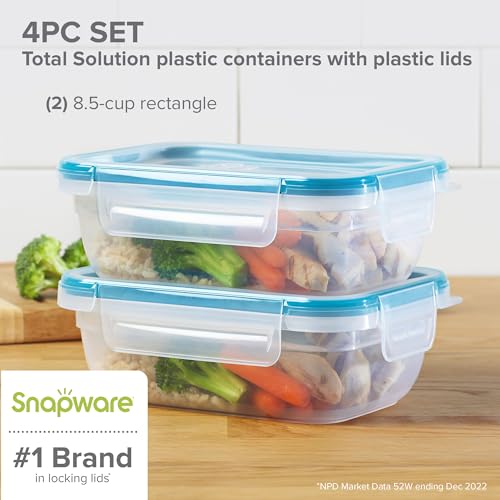 Snapware Plastic Total Solution 2-Pack (3-Cup) Food Storage Containers Set, Leakproof & Airtight Plastic Locking Lids Containers, Non-Toxic BPA-Free Lids, Microwave Dishwasher Freezer Safe - size: 2 Pack, style: 3 Cup