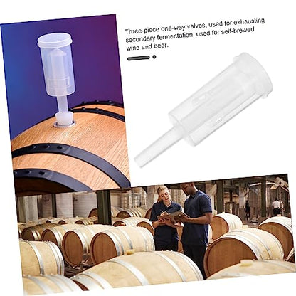 LABRIMP 2pcs Plastic One-way Valves for Home Brewing Three-piece Check Valve for Wine and Juice Fermentation Airtight Design