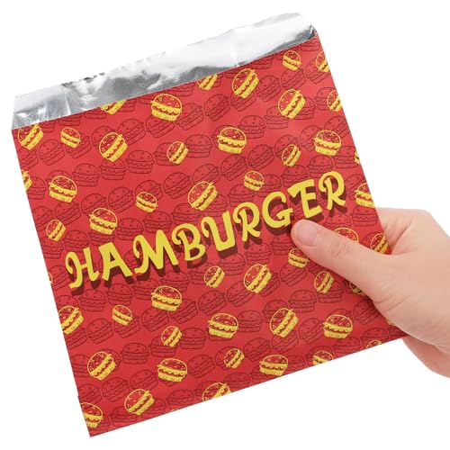 Yarlung 200 Pack Hamburger Bags, Grease-proof Burger Wrappers Paper Warming Foil Retain Heat, Disposable Takeout Food Sleeves for Popcorn Hot Sandwiches, BBQ Party Snack Bar