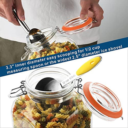 1 Gallon Square Glass Storage Jars with Airtight Lids, 2 Pack Large Glass Pickle Jars for Fermenting, Clear Glass Canister for Flour, Cookie, Candy, Kombucha, Sun tea(Extra Labels and Gasket) - size: Small