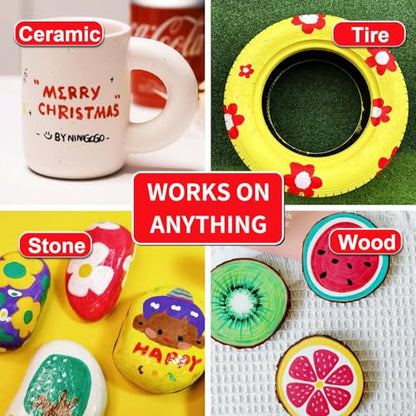 Acrylic Paint Pens Waterproof Markers 2 Red Permanent Marker Pens Acrylic Pens for Rock Painting Glass Stone Ceramic Metal Fabric Pebble Painting pens Craft Supplies - color: Red