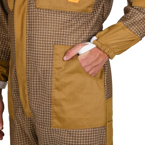 Beekeeping Suit Ventilated 3 Layer Ultra with Total Protection with Safety Fencing for Professional Beekeeping Supplies with Carrying Bag (BP-311-Brown)-XXL - color: Brown, size: 2XL