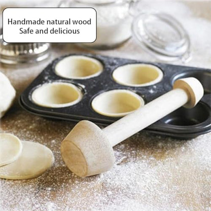 Wooden Tart Tamper Set Double-Side Egg Tarts Tamper Pastry Tools with Brush, DIY Cake Pastry Tool for Mini Egg Tart Cheesecakes Dessert Baking