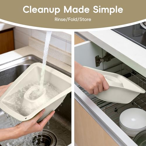 HOOMESUN Extra Large Silicone Funnel for Harvest Right Freeze Dryer, 12" Wide Mouth Fits All Trays, Reinforced Stable Stand with Adjustable Height, Collapsible Non-Stick, for Mylar Bags & Jars (White)