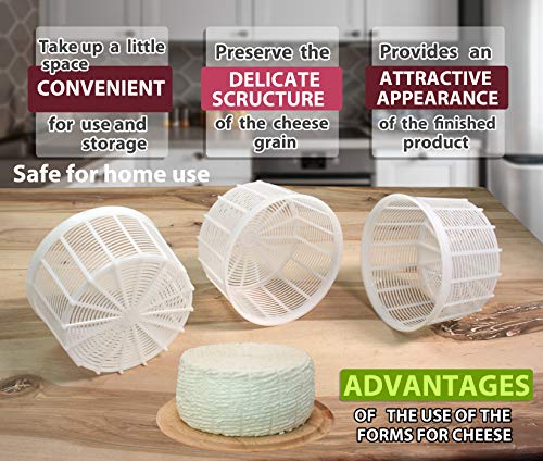 PetriStor 3pcs Soft Cheese Mold for Cheese Making 1.25QT - Medium Cheese Mold - Homemade Cheese Making Supplies - Cream Cheese Form Mold - Molde Para Queso Fresco Casero - Cheese Making Basket