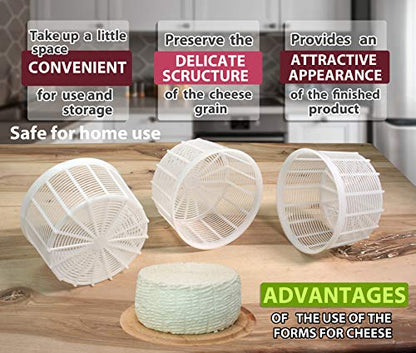 PetriStor 3pcs Soft Cheese Mold for Cheese Making 1.25QT - Medium Cheese Mold - Homemade Cheese Making Supplies - Cream Cheese Form Mold - Molde Para Queso Fresco Casero - Cheese Making Basket