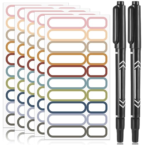Outus 320 Pcs Waterproof Removable Labels with Makers Pen Self Adhesive Label Stickers for Water Bottles Spice Food Containers Jars Pantry Restaurant Storage(Morandi Color)
