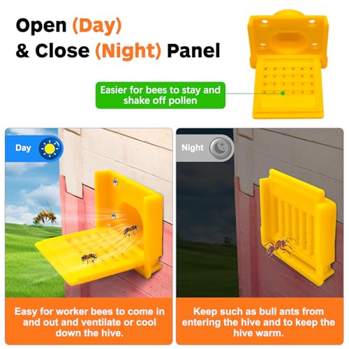 Bee Hive Entrance Reducer, 6 Pack Plastic Beehive Entrance Reducer, Yellow Portable Mouse Guard for Beehive,Bee Hive Ventilation,Beehive Travel Gate,Bee Hives Boxes Starter Kit, Beekeeping Supplies - color: Yellow-6pcs