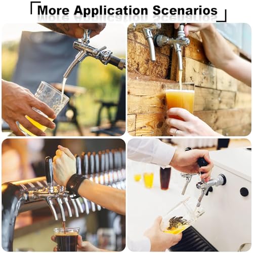 Upgraded Adjustable Beer Faucet, Stainless Steel Core Brass Body Keg Tap Faucet Draft Beer Tap Faucet with Flow Control Adjustable Beer Keg Tap O.D 5/16" Barb Keg Faucet for Home Brewing