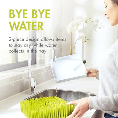 Boon Lawn Countertop Baby Bottle Drying Rack with Antimicrobial Tray - Spring Green - Bottle Rack and Organizer - Baby Feeding Essentials - 13.5 x 11 x 2.5 - 1 Count - color: Green, size: 2 Count (Pack of 1)