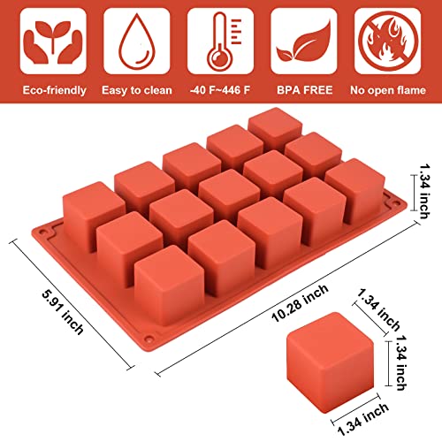 2 Pack Square Silicone Mold, Candy Chocolate Mousse Cake Baking Mold Dessert Molds for Soap,Ice cream,Truffle,Brownie