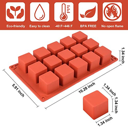 2 Pack Square Silicone Mold, Candy Chocolate Mousse Cake Baking Mold Dessert Molds for Soap,Ice cream,Truffle,Brownie