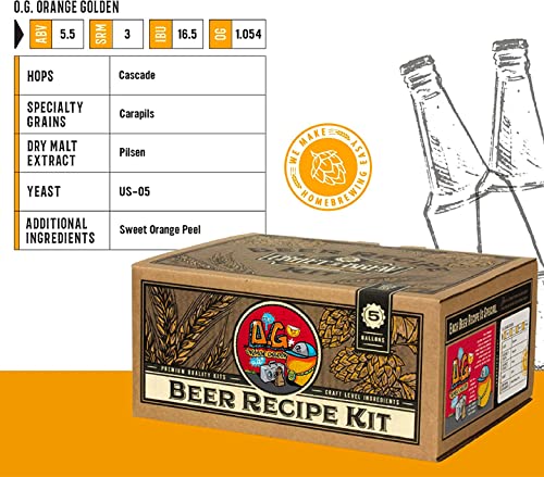 Craft a Brew - Beer Recipe Kit - Orange Golden Beer - Home Brewing Ingredient Refill - Beer Making Supplies - Includes Hops, Yeast, Malts, Extracts - 5 Gallons - color: O.G. Orange Golden Beer