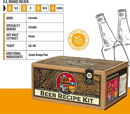 Craft a Brew - Beer Recipe Kit - Orange Golden Beer - Home Brewing Ingredient Refill - Beer Making Supplies - Includes Hops, Yeast, Malts, Extracts - 5 Gallons - color: O.G. Orange Golden Beer