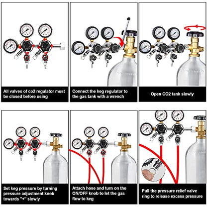 TMCRAFT Keg CO2 Regulator, Triple Gauge CGA-320 Pressure Regulator with 0-60 PSI Working Pressure & 0-3000 PSI Tank Pressure, Kegerator Regulator with Safety Pressure Relief Valve