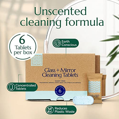 CLEANOMIC Glass and Mirror Cleaning Tablets (6 Pack) - All-Purpose Multi-Surface Household Cleaner Tablets (Scent-Free) - size: 6 Count (Pack of 1)