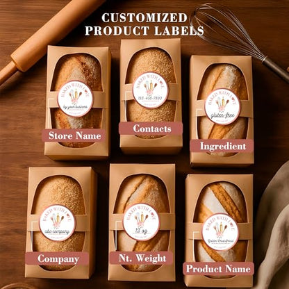 Mobiusea Creation Allergen Warning Stickers | 300 Round Food Allergy Stickers | 2" Waterproof & Writable Ingredient Label Adhesives with Selectable Allergen List for Bakery, Restaurant, Catering Use