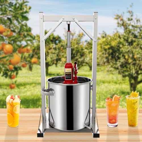 22L Fruit Wine Press, Manual Stainless Steel Cider Press with Hydraulic, Wine, Grape, Apple Press for Wine and Juice Making Supplies (22L) - style: 22L