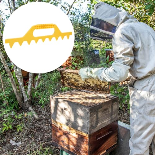 FOMIYES Plastic Hive Frame Spacer Beekeeping Tool for Beehive Management, Yellow 8-Frame Plastic Beekeeping Spacer for Accurate Frame Spacing and Hive Maintenance