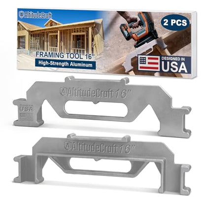 Framing Tools - 16'' Framing Stud Layout Tool, Stud Framing Jig for 16 Inch On-Center Precision Wall Stud Framing Measurement (2-Piece Set) - style: 16 Inch 2-Piece Set