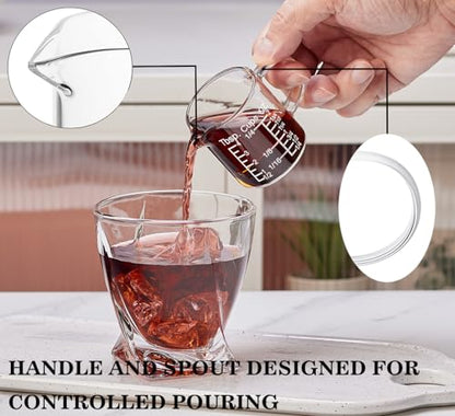 Ackers Etching Scale Measuring Glass -[Insulated handle | V-Shaped Spout]-Made of High Borosilicate Glass Measuring for Kitchen or Restaurant, Easy to Read, 60 ML (2 Oz) 丨(2 Pack) - size: 60 ML (2 Oz, 1/4 Cup) - Etching Scale
