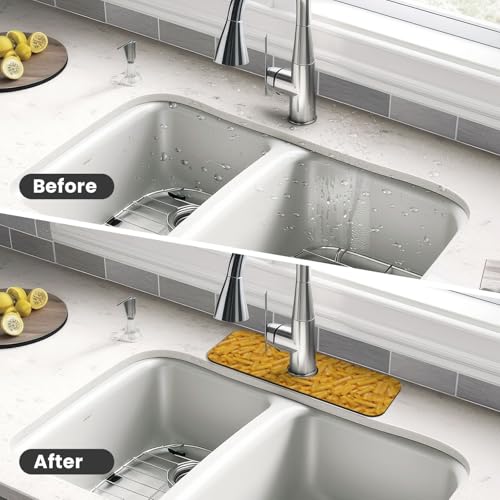 Cheese And Macaroni Faucet Mat For Kitchen Sink, Absorbent Countertop Protector, Quick Dry Sink Splash Guard Pad, Waterproof Draining Mat 15" X 5.5" - color: Style 9