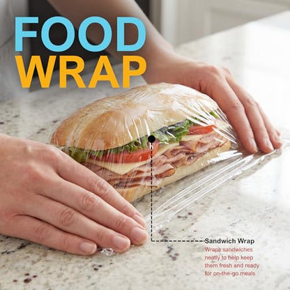 PAMI 24'' x 2000 FT PVC Cling Wrap, Heavy Duty Plastic Food Wrap with Slide Cutter, Clear Stretch Film, Strong Cling, Food Safe, for Commercial & Home Kitchen Use - size: 24'' x 2000 FT
