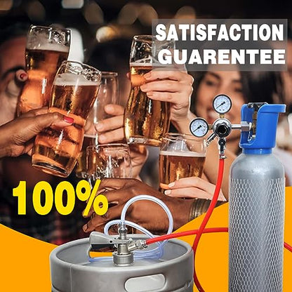 PERA Single Tap Beer Conversion Kit Door Mount Kegerator Kit with CGA320 Co2 Regulator, Sankey D System Keg Coupler and 1/4" Beer Line 5FT and 5/16" Gas Line 5FT for Homebrewing (No CO2 Tank)