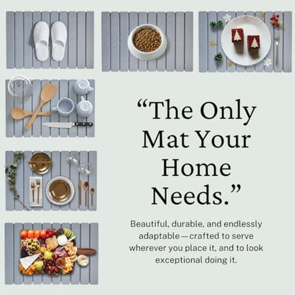 Large Stone Drying Mat for Kitchen Counter | Premium Diatomaceous Earth Coaster Set for Dishes | Non-Slip Kitchen Sink Mat | Fast-Absorbing, Eco-Friendly | 23" x 15.5" (Light Grey) - color: Light Grey