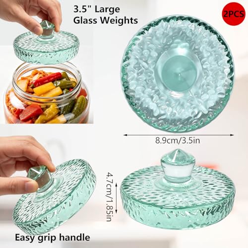 Fermentation Weight Set of 2,Glass Fermenting Weights for Large Gallon Jars,3.5 inch Fermentation Weights with Easy Grip Handle for Sauerkraut,Pickles - size: Small