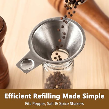 Spice Funnel for Kitchen Use Stainless Steel Small Metal Funnels and Scoop for Coffee Water Salt Pepper Condiments and Sauce Easy Filling Tool for Jars and Bottles Spill-Free Design