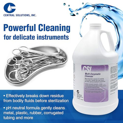 CSI Central Solutions Multi Enzymatic Cleanser - Hospital Grade Medical Instrument Cleaner for Presoak and Manual Processing, 1 Gal - style: Original