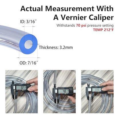 20FT Beer Line Tubing Draft Beer Keg Faucet Tubing 3/16" ID 7/16" OD Clear Vinyl PVC Line with 4PCS Hose Clamps Good Grade Hose for Ball Lock, Keg Regulator, Wine Making by GWENBHMTOOL - color: Clear