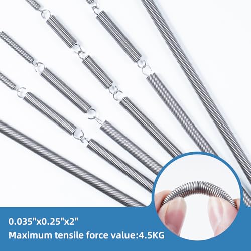 6pcs Extension Springs,0.035"x0.25"x2" 304 Stainless Steel Extension Springs with Hook Ends 2inch (6, 0.035"x0.25"x2") - size: 0.035"x0.25"x2"