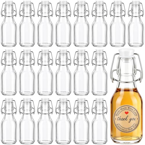 Kingrol 20 Pack 4oz Swing Top Glass Bottles, Flip Top Fermentation Bottles with Airtight Leakproof Lids, Small Glass Bottles for Vanilla Extract, Kombucha, Sauces, DIY Gifts & Wedding Favors