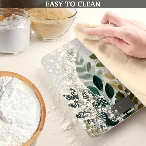 Food Scale Kitchen Scale for Baking Cooking Digital Food Weighing Measuring Scale Small Waterproof Electric Food Scale Beige Boho Style Leaves - color: Beige Boho Style Leaves