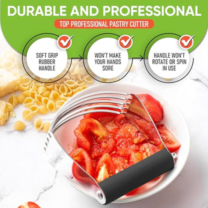 Spring Chef Dough Blender, Top Professional Pastry Cutter with Heavy Duty Stainless Steel Blades, Large Size, Black - color: Black, size: 4" Large