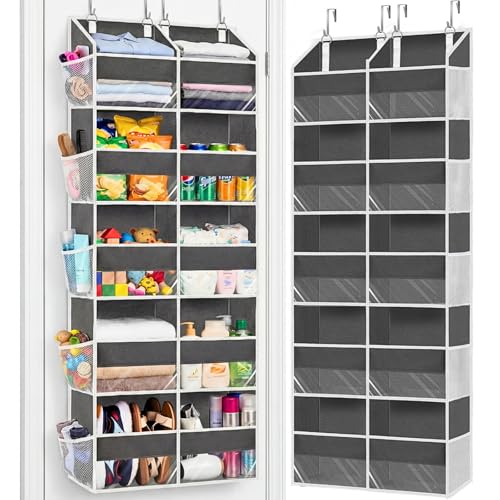 Over the Door Organizer 5 Tiers, Extra Large Behind Door Storage of 10 Compartments, 80 lbs Weight Capacity Over Door Organizer, Door Hanging Organizer for Closet, Diaper Organizer, Room storage - color: Grey, size: 5 Tiers