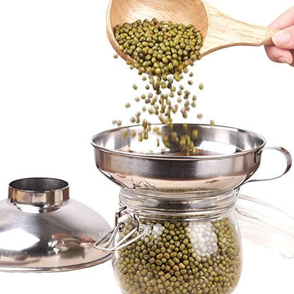 Wide-Mouth Canning Funnel With Handle For Mason Jar,Stainless Steel Kitchen Funnel For Regular and Wide Mouth Jars